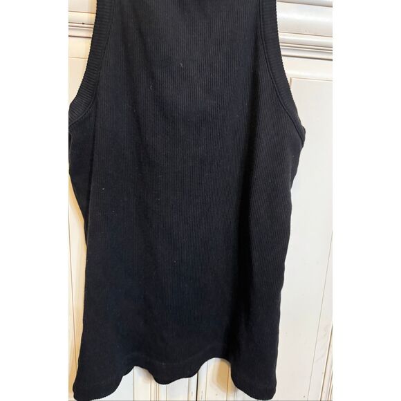 Agolde Women's Bailey Ribbed Knit Round Neck Racerback Tank Top Black Size XL - Picture 2 of 10